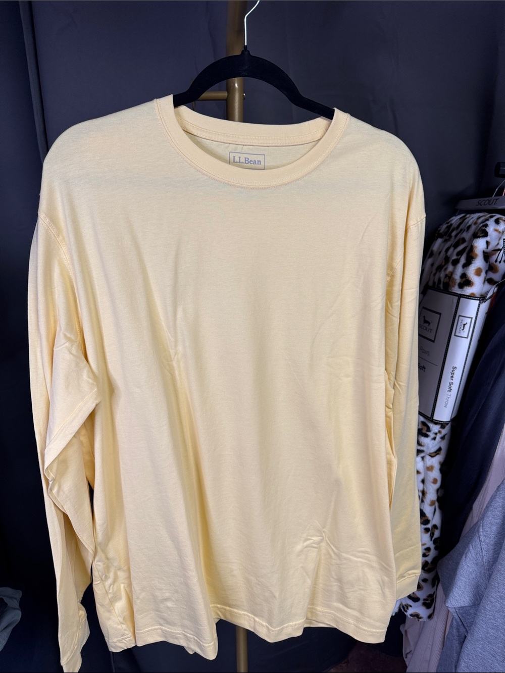 L.L. Bean Men's Long-Sleeve Crewneck Shirt in Light Yellow